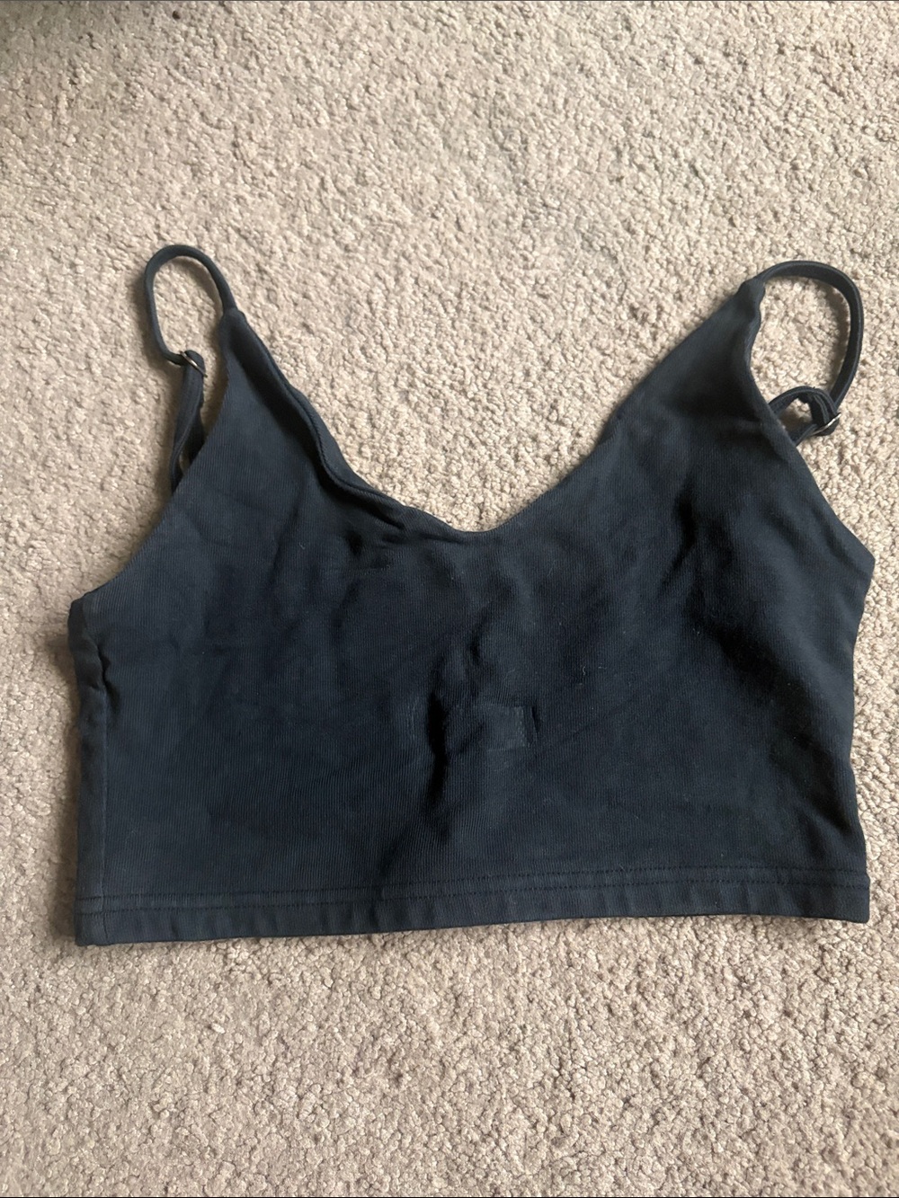 Brandy Melville Black Ribbed Spaghetti-Strap Crop Tank